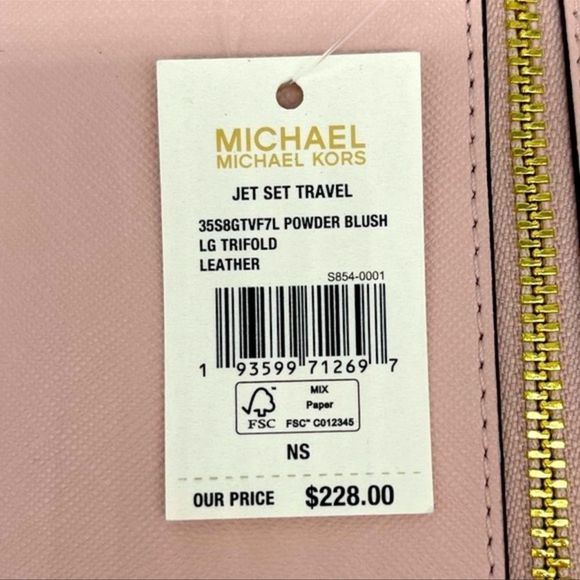 Michael Kors Trifold Wallet Powder Blush Leather - Picture 8 of 8